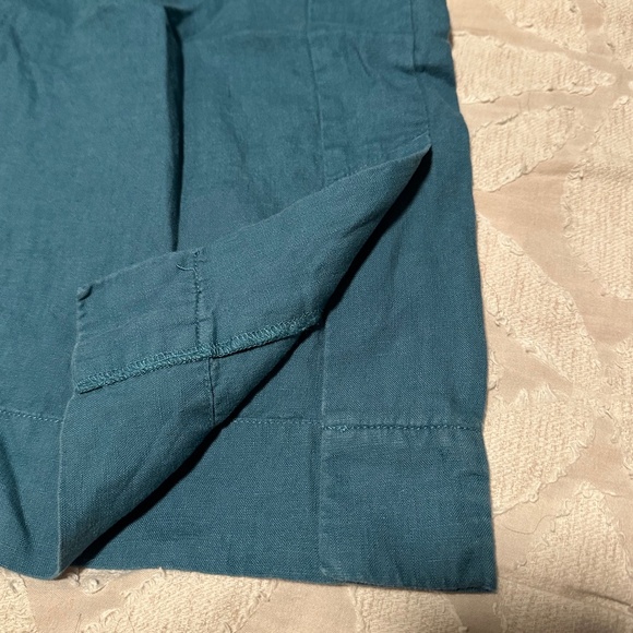 Athleta teal wide leg cropped linen pants, size 6 - Picture 2 of 6